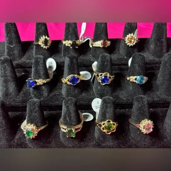 February Birthstone Fashion Colorful Rhinestone Boutique Ring Gold Plates Size 8 - Picture 3 of 4